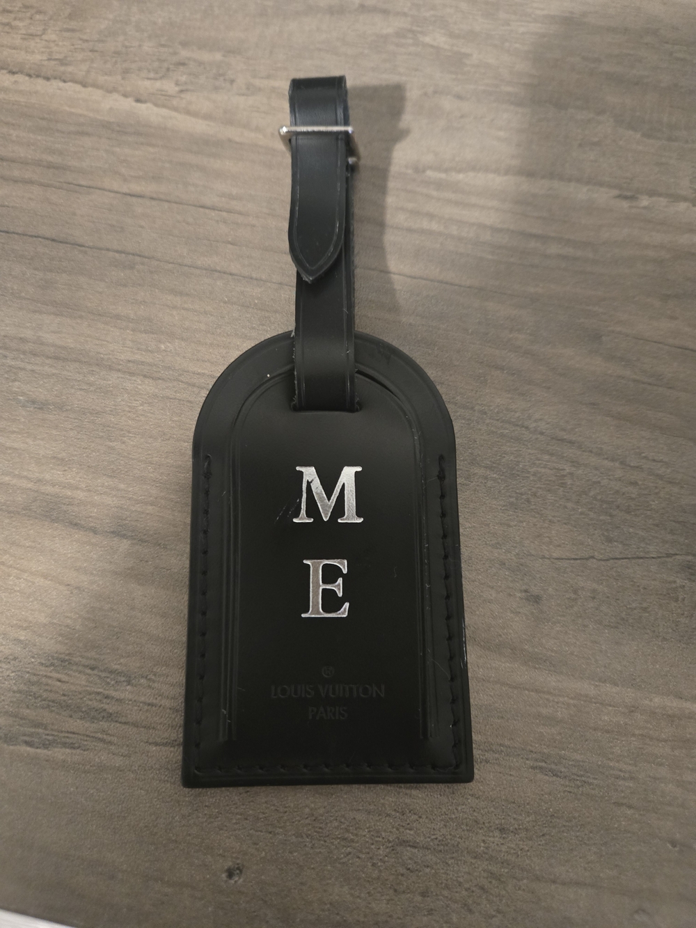 Louis Vuitton Black Leather Luggage Tag - Personalized ME